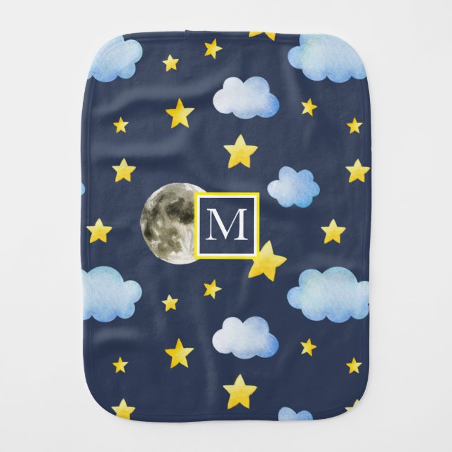 Night Sky ⎢Monogram Burp Cloth (Front)