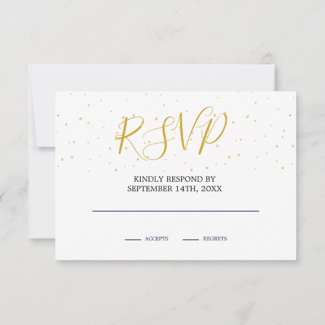 Night Sky Moon  Blue Gold Monogram RSVP Card (Back)