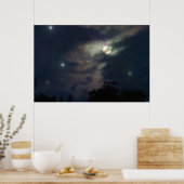 Night Sky Moon Stars Photograhy Print (Kitchen)