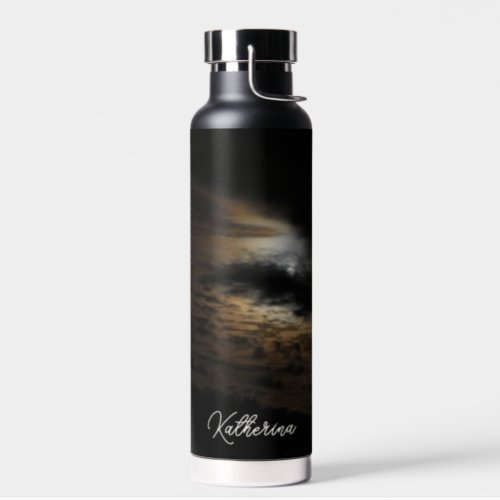 Night Sky Moonlit Clouds Photo Personalized Water Bottle