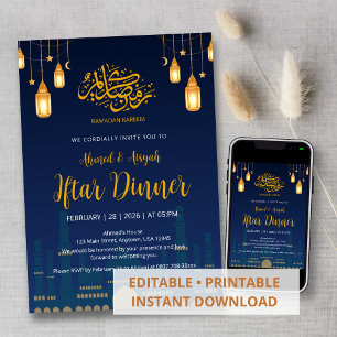 Night Sky Mosque Silhuette Iftar Dinner Invitation