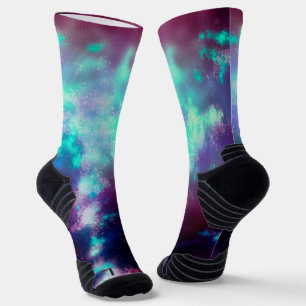 Night Sky Neon Lights Athletic Crew Sock