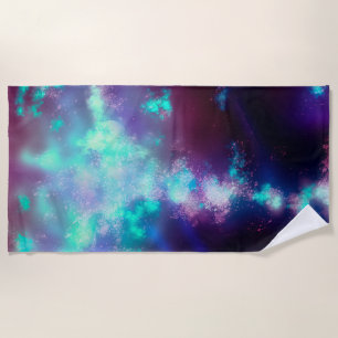 Night Sky - Neon Lights Beach Towel