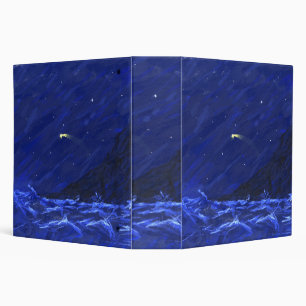 Night Sky Ocean Cliff Shooting Star Canvas 3 Ring Binder