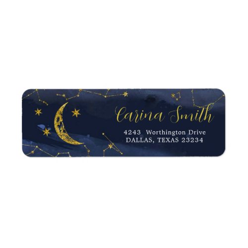 Night Sky Over the Moon Baby Shower Address Label
