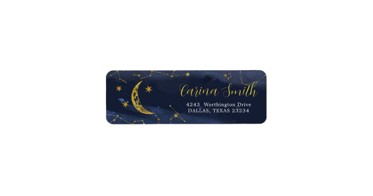 Night Sky Over the Moon Baby Shower Address Label | Zazzle