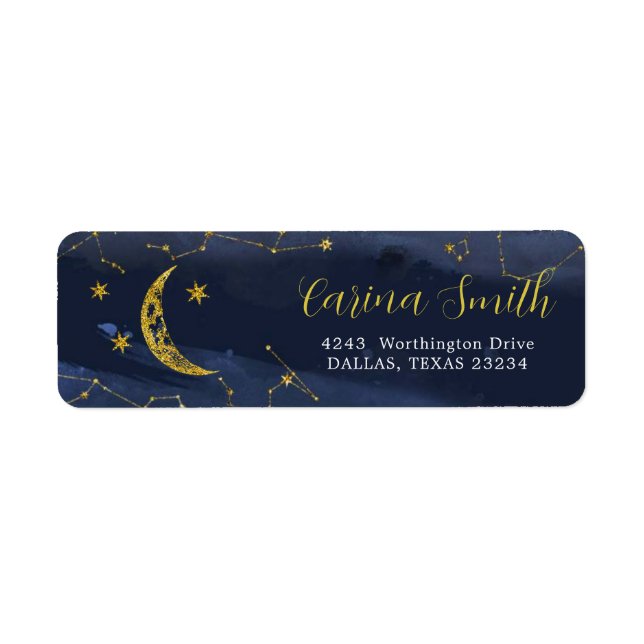 Night Sky Over the Moon Baby Shower Address Label (Front)