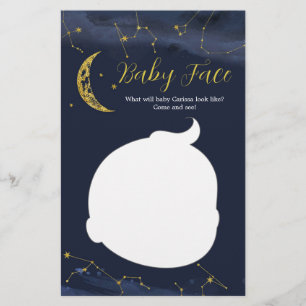 Night Sky Over the Moon Baby Shower Baby Face Card