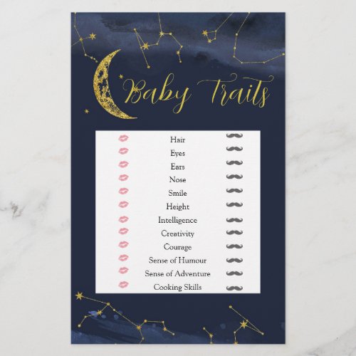 Night Sky Over the Moon Baby Shower Baby Traits