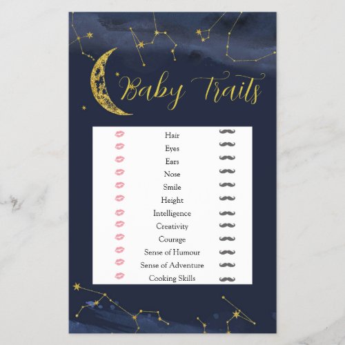Night Sky Over the Moon Baby Shower Baby Traits