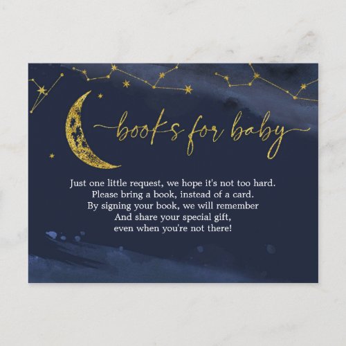 Night Sky Over the Moon Baby Shower Books Card