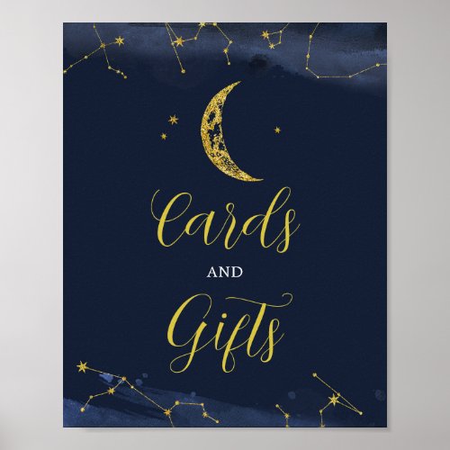 Night Sky Over the Moon Baby Shower Cards and Gift Poster