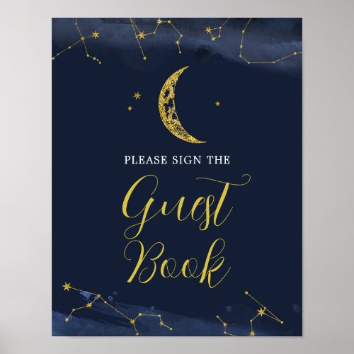 Night Sky Over the Moon Baby Shower Guest Book
