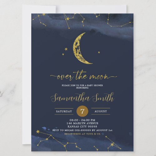 Night Sky Over the Moon Baby Shower Invitation