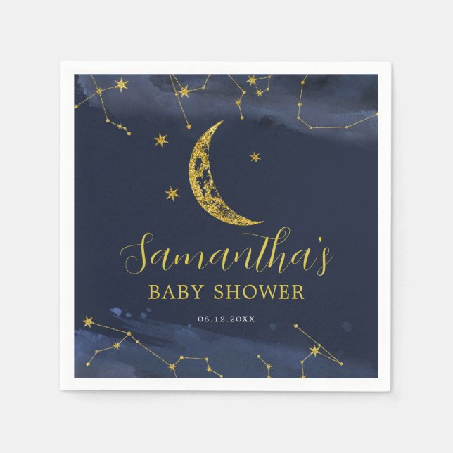 Night Sky Over the Moon Baby Shower Napkins (Front)