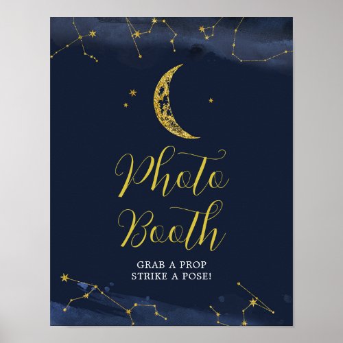 Night Sky Over the Moon Baby Shower Photo Booth Poster
