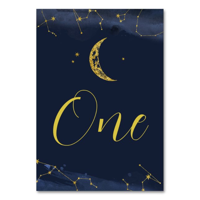 Night Sky Over the Moon Baby Shower Table Number (Front)