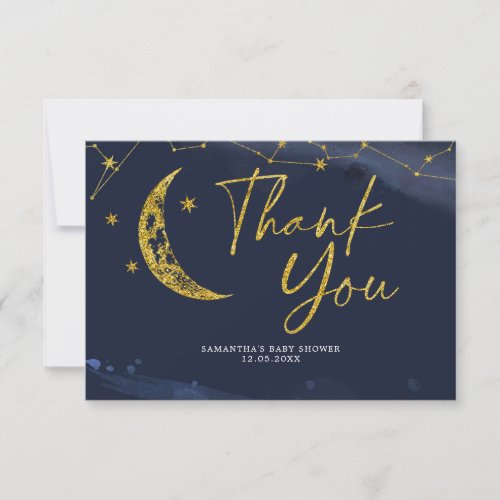 Night Sky Over the Moon Baby Shower Thank You Card