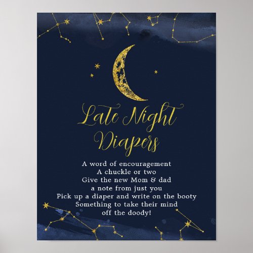 Night Sky Over the Moon Late Night Diaper Poster