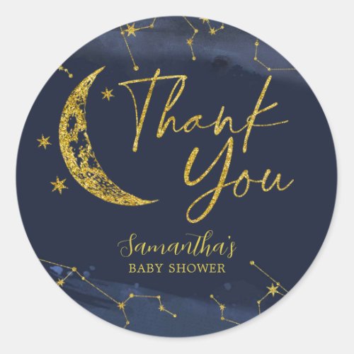 Night Sky Over the Moon Thank You Sticker
