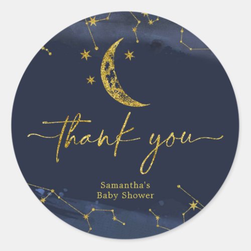 Night Sky Over the Moon Thank You Sticker