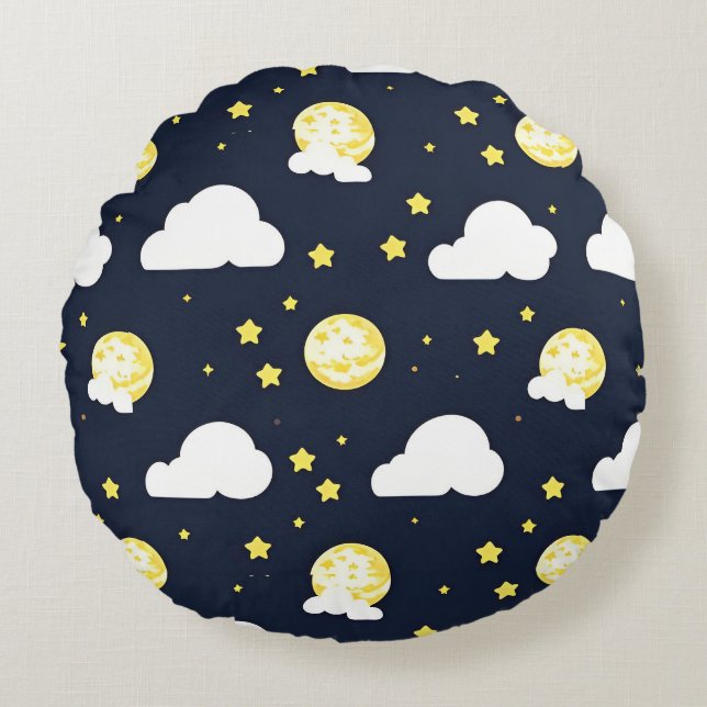 Night Sky Pattern Round Pillow (Front)