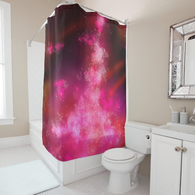 Night Sky Pink Flare   Shower Curtain (In Situ)
