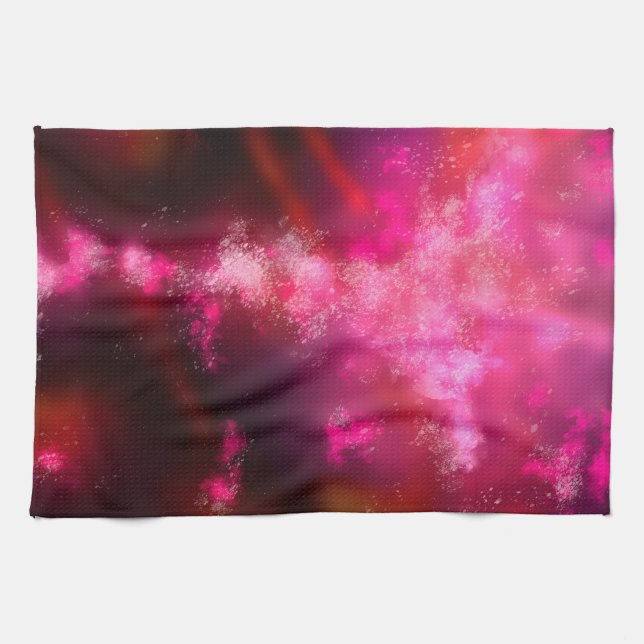 Night Sky  Pink Flare Tea Towel (Horizontal)