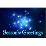 Night Sky - Season's Greetings Cutout<br><div class="desc">A fractal rendering of the night sky.  Many stars in the blue expanse. Text reading "Season's Greetings" appears in glowing blue and white.</div>