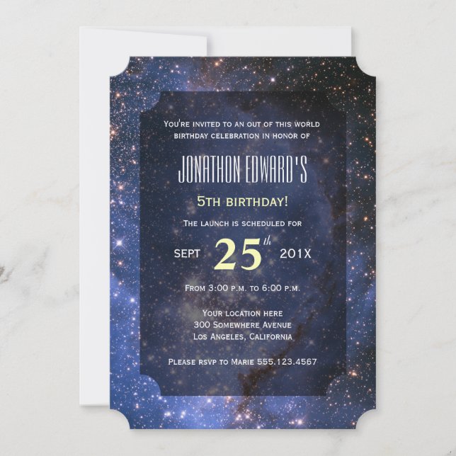 Night Sky / Space Theme Birthday Party Invitation (Front)