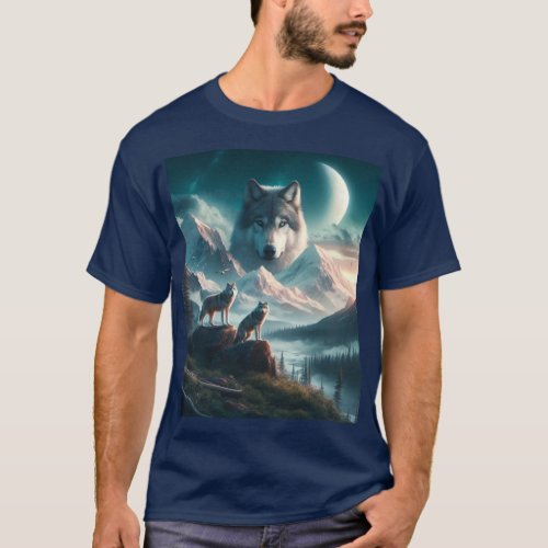 Night Sky Spirit of Wolf Mountain Mens T_Shirt