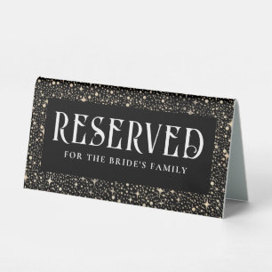 Night Sky Stars Black Wedding Reserved Table Tent