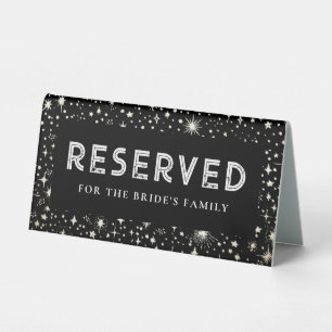 Night Sky Stars Black Wedding Reserved Table Tent