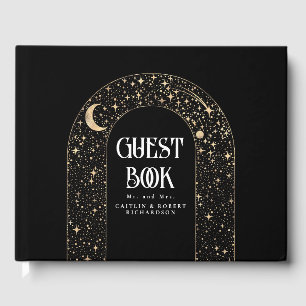 Night Sky Stars Celestial Black Wedding Guest Book