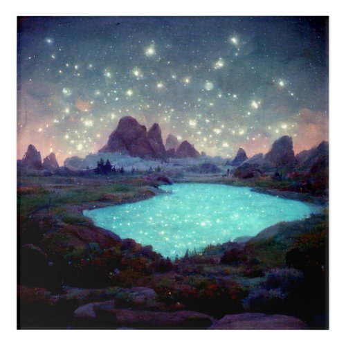 Night Sky Stars Fantasy Landscape Acrylic Print