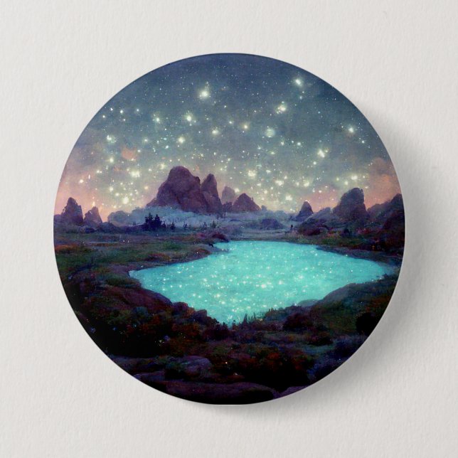 Night Sky Stars Fantasy Landscape Button (Front)