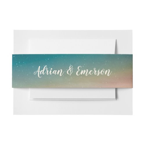 Night Sky Stars Mountains Evening Galaxy Wedding Invitation Belly Band