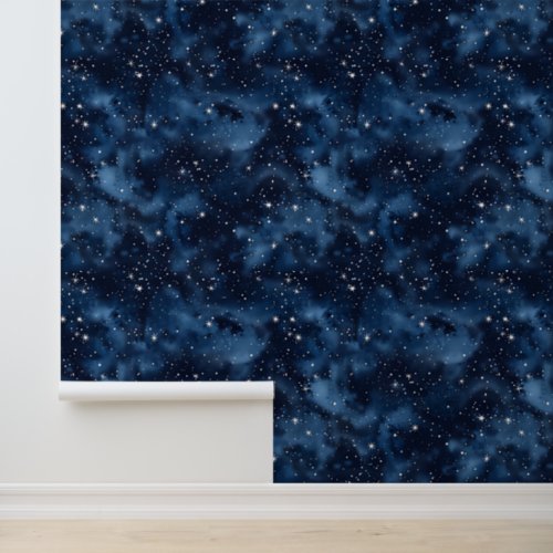 Night Sky Stars navy Blue Ceiling Wallpaper