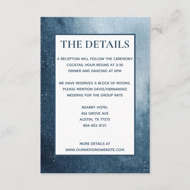 Night Sky Stars Navy Blue White Details Card (Front)