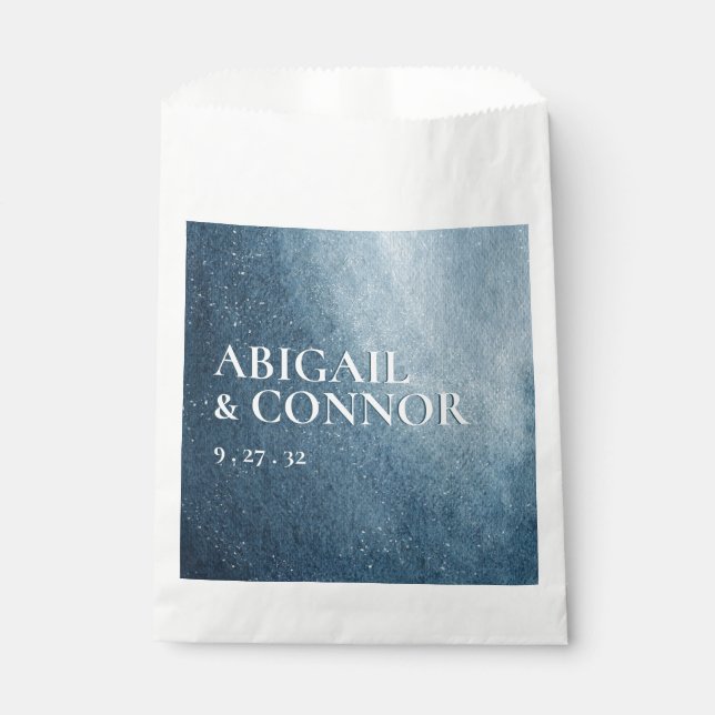 Night Sky Stars Navy Blue White Favor Box Bag (Front)