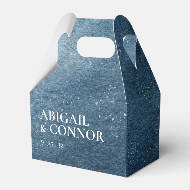 Night Sky Stars Navy Blue White Favor Boxes (Front Side)