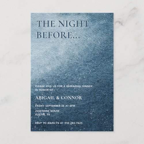 Night Sky Stars Navy Blue White Rehearsal Dinner Enclosure Card