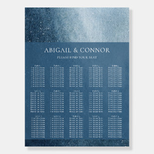 Night Sky Stars Navy Blue White Seating Chart Foam Board