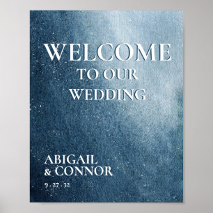 Night Sky Stars Navy Blue White Welcome Foam Board Poster