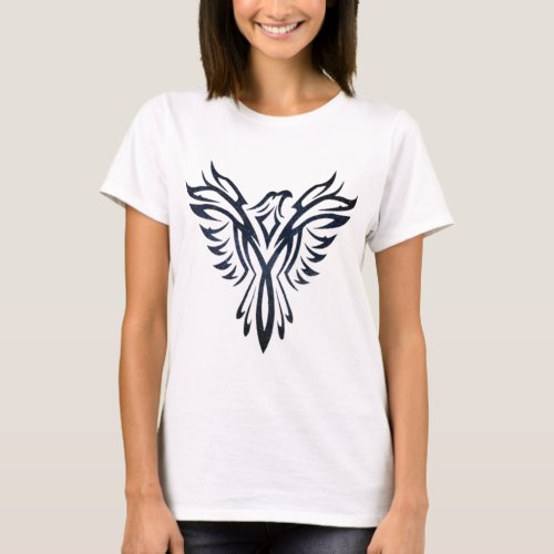 Night Sky Stars Phoenix Mythical Bird Rising Born  T_Shirt