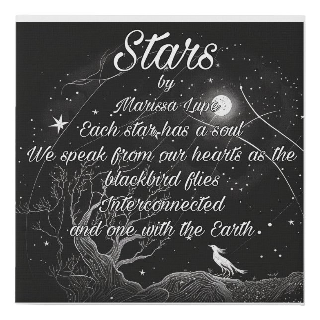 Night Sky Stars Poetry Blackbird Wall Art (Front)