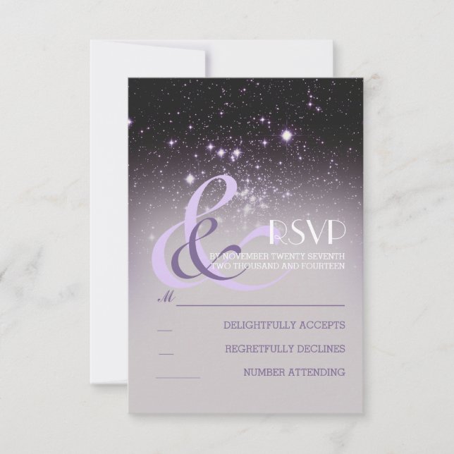 Night Sky Stars Wedding RSVP Cards (Front)