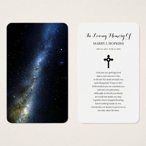 Night Sky Sympathy Funeral Memorial Prayer Cards