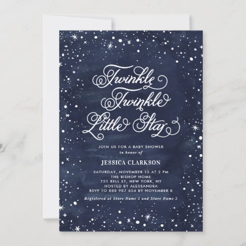 Night Sky Twinkle Twinkle Little Star Baby Shower Invitation