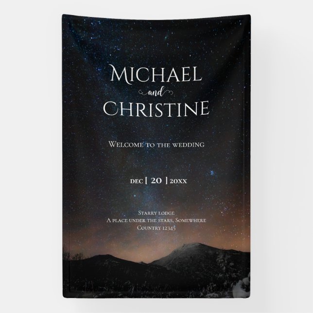 Night sky wedding under the stars banner (Vertical)